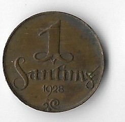 Moneda 1 santims 1928 - Letonia foto
