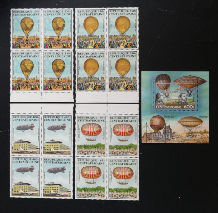 R.CENTRAFRICA -BALOANE-1 SERIE 4 V.IN BLOC DE 4+1 S/SH.-MNH**- R CAF 191C