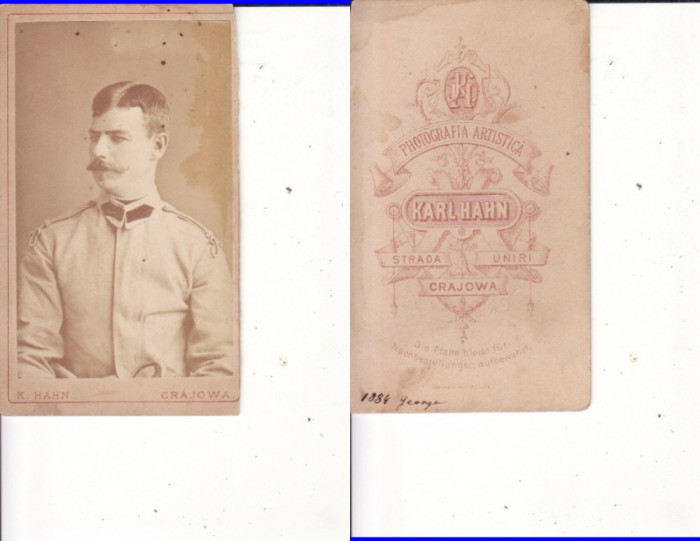 CDV, Foto cabinet Karl Hahn- epoca carton Craiova-militar