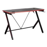 Birou Gaming Ergonomic i-JMB G120, Negru cu Elemente Roz, 120x60x76 cm