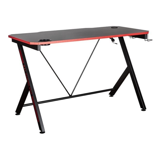 Birou Gaming Ergonomic i-JMB G120, Negru cu Elemente Roz, 120x60x76 cm