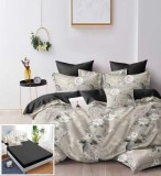 Cumpara ieftin Lenjerie Pat Bumbac 6 Piese Gri Negru, 200x230/240x250 cm, Fata Perna 55x75/70x70 cm