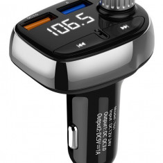 Modulator FM 12-24V Bluetooth 5.0 cu functie de incarcator auto Super Charge 3.0 - T61