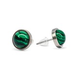 Cercei mici piatra Malachit, naturală 10 mm verde, surub inoxidabili
