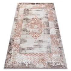 Covor CORE W9797 Cadru, Rosette - structural, două niveluri de l&acirc;nă, b&eacute;zs / r&oacute;zsasz&iacute;n, 160x220 cm