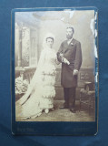 Fotografie veche cartonata, fotografie de nunta (?), Atelierul Mai es Tarsa, BP