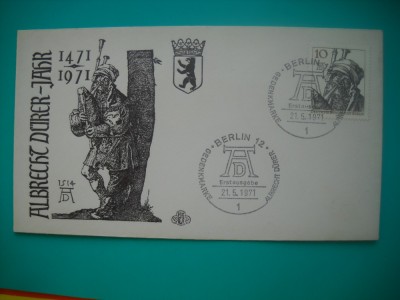 HOPCT PLIC S NR 805 ANUL ALBRECHT DURER -PICTOR-1471-1971 BERLIN DE VEST - GERMANIA-NECIRCULAT foto