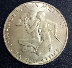 (A1031) MONEDA DIN ARGINT GERMANIA - 10 MARK 1972, LIT. D, OLIMPIADA DE LA MUNCHEN