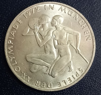 (A1031) MONEDA DIN ARGINT GERMANIA - 10 MARK 1972, LIT. D, OLIMPIADA DE LA MUNCHEN foto