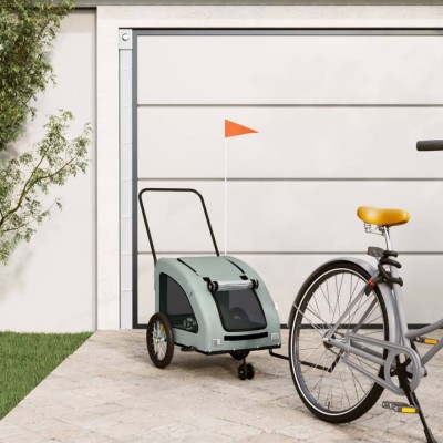 vidaXL Remorcă de bicicletă animale companie, gri, textil oxford/fier foto