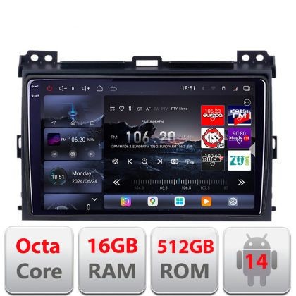 Navigatie Toyota Prado 2007- Edotec Kit-456 8 core QLED 2K 16+512 360 Android Waze USB Navigatie Internet Youtube Radio v1 CarStore Technology