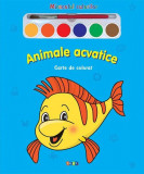 Miracolul culorilor. Animale acvatice (carte de colorat + acuarelă + pensulă) - Board book - *** - Prut