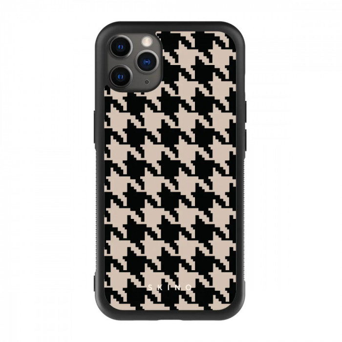 Husa iPhone 11 Pro Max - Skino Houndstooth, textil negru bej