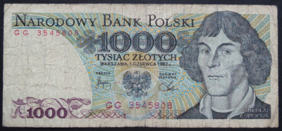 Bancnota 1000 ZLOTI / ZLOTYCH - POLONIA anul 1982 * cod 50 foto