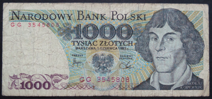 Bancnota 1000 ZLOTI / ZLOTYCH - POLONIA anul 1982 * cod 50