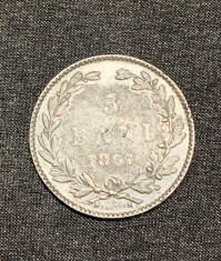 Moneda 5 bani 1867 Heaton foto
