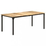 Masă bucătărie vidaXL, 180x90x76 cm, lemn mango nefinisat, maro. Masă cină, picioare fier vopsit electrostatic