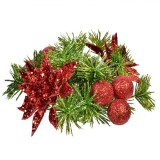 Inel Decorativ pentru Lum&acirc;nare, Model Crăciun, Decorațiuni Roșii și Verzi, Diametru 10 cm
