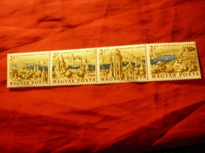 Serie Ungaria 1961 - Panorama Budapestei , 4 valori in straif foto
