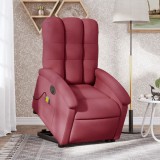 VidaXL Fotoliu de masaj electric rabatabil cu ridicare roșu vin textil