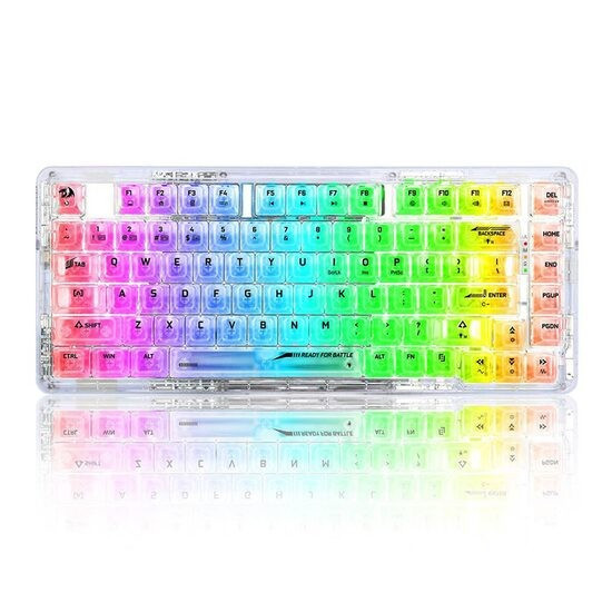 Tastatura gaming mecanica Bluetooth cu si fara fir Redragon Elf PRO transparenta iluminare RGB