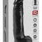 King Cock - Vibrator realist cu testicule și ventuză 23 CM negru