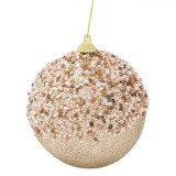 Glob Crăciun, Spumă, Paiete, Mărgele, Glitter, Bej, Diametru 9cm, Oem