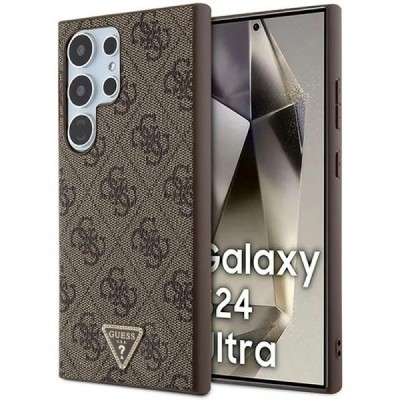 Husa pentru Samsung Galaxy S24 Ultra S928, Guess, 4G Triangle Strass, Maro foto