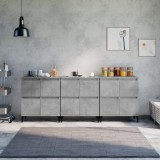 VidaXL Servante, 3 buc, gri beton, 60x35x70 cm, lemn prelucrat