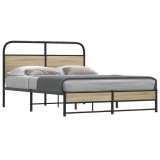 vidaXL Cadru pat fără saltea stejar fumuriu 140x200 cm lemn prelucrat 4100375