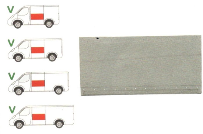 Segment reparatie panou lateral Mercedes Sprinter 209-524 07.2006-10.2013, Vw Crafter (2e) 12.2005-2017 , partea Stanga, Superioara , Metal,Segment L