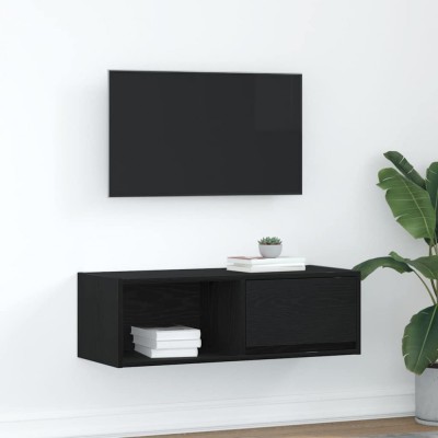 vidaXL Dulap TV Stejar negru 80x31x25,5 cm Lemn prelucrat foto