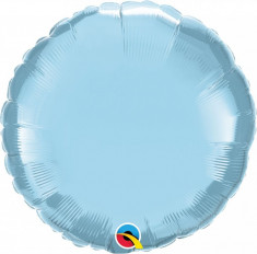 Balon folie pearl light blue metalizat rotund - 45 cm, Qualatex 63745 foto