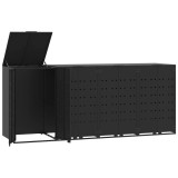 Depozitare cos gunoi cu roti 4 cosuri negru 276x79x117 cm otel