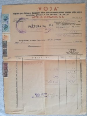 Factura &amp;rdquo;VOJA&amp;rdquo; METALUL ROM&amp;Acirc;NESC SA, str, Sf. Apostoli 68, Bucuresti foto
