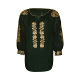 Bluza tip camasa dama RV, marime L, verde/auriu