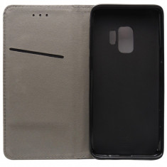 Husa tip carte cu stand Smart Magnet (romburi) neagra pentru Samsung Galaxy S9