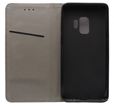 Husa tip carte cu stand Smart Magnet (romburi) neagra pentru Samsung Galaxy S9 foto