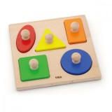 Puzzle Viga, Montessori cu maner, Forme geometrice