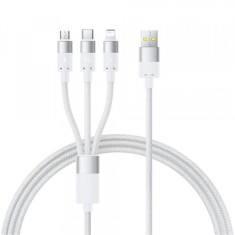 Cablu Incarcare USB-A - Lightning / microUSB / USB-C Baseus StarSpeed, 100W, 1.5m, Alb P10319900211-00