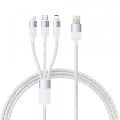 Cablu Incarcare USB-A - Lightning / microUSB / USB-C Baseus StarSpeed, 100W, 1.5m, Alb P10319900211-00 foto