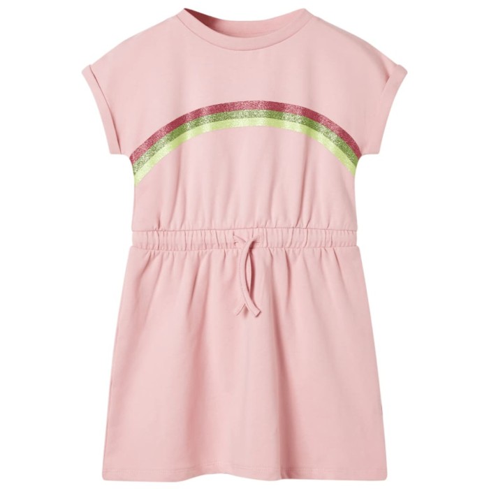 Rochie pentru copii cu snur in talie, roz deschis, 116
