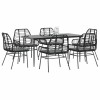 Gossi set de sufragerie de gradina 7 piese neagra sticla polirattan