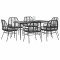 Gossi set de sufragerie de gradina 7 piese neagra sticla polirattan