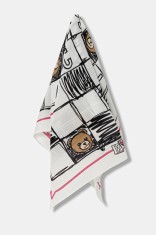 Moschino eșarfă de mătase culoarea alb, cu imprimeu, M5842 50221