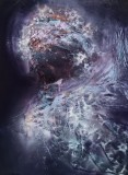 Inger metafizic gotic abstract semnat maestrul Ovidiu Kloska, Religie, Acrilic, Suprarealism