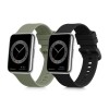 Set 2 Curele Silicon Kwmobile Negru/Verde pt. Huawei Watch Fit 2, Ajustabila, Protectie Zgarieturi, Impermeabila