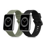 Curea Kwmobile Silicon Negru/Verde pt. Huawei Watch Fit 2, Reglabila