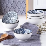 Set 6 Boluri Ceramice BLUE FEAST, 300 ml