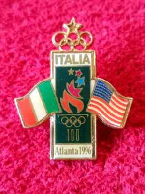 Insigna Comitetul Olimpic din ITALIA-Jocurile de Vara - ATLANTA 1996 foto